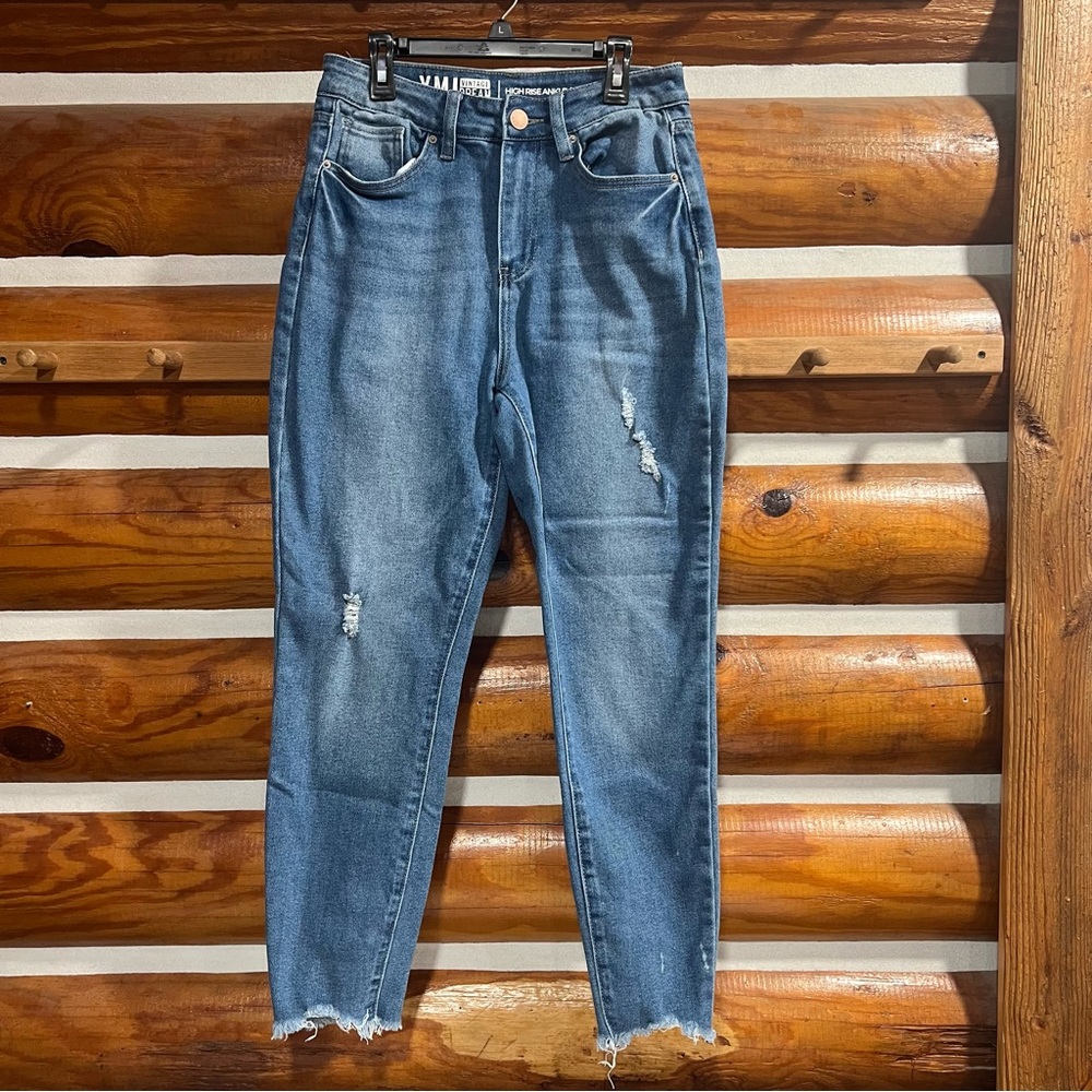 YMI Vintage Dream Jean Blue Distressed High Rise Ankle Jeans‎